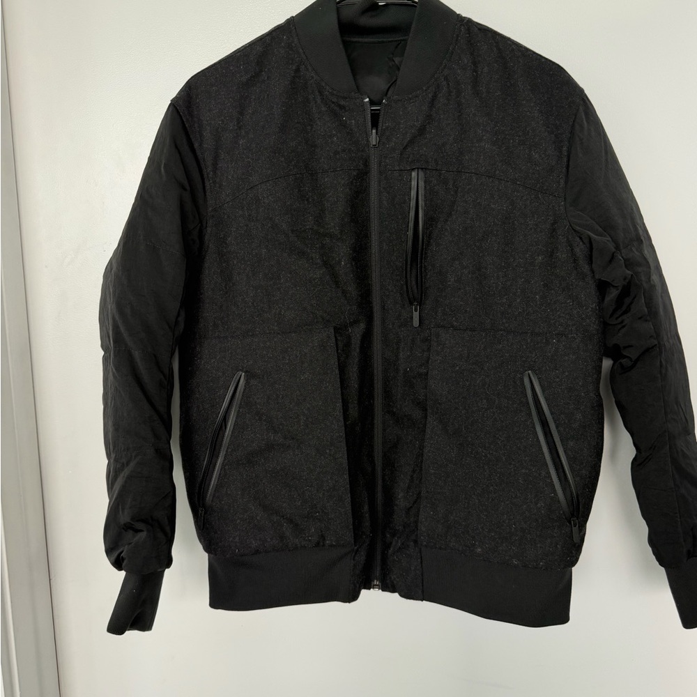 lululemon athletica Black Bomber Jacket reversible — wool